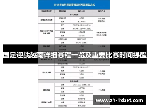 国足迎战越南详细赛程一览及重要比赛时间提醒